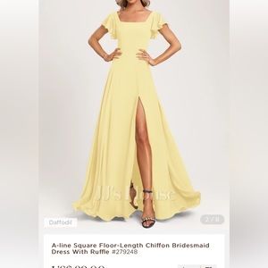 A-line Square Floor-Length Chiffon Bridesmaid Dress With Ruffle #279248